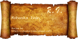 Rohoska Iván névjegykártya